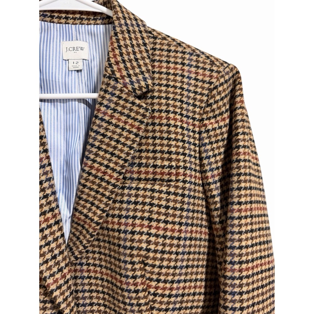 J.Crew Herringbone Wool-Blend Schoolboy Blazer Light Khaki/Brick Women's Size 12 - Picture 7 of 13